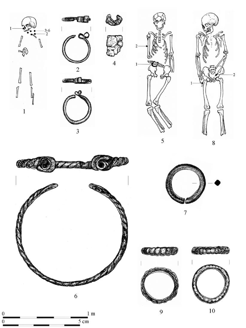63. tábla. Letkés-Téglaégető II., 1–4: 86. sír, 5–7: 89. sír, 8–10: 90. sír