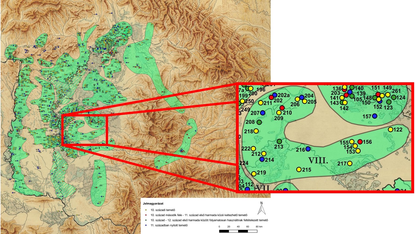 Orosháza-Kunágota-Sikló temetőcsoport lelőhelyei.