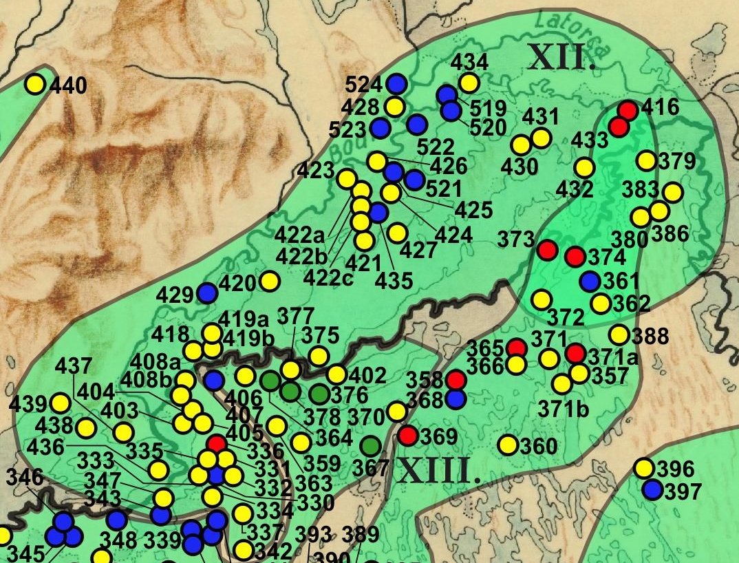 Tiszaeszlár–Karos–Rétközberencs-temetőcsoport lelőhelyei.