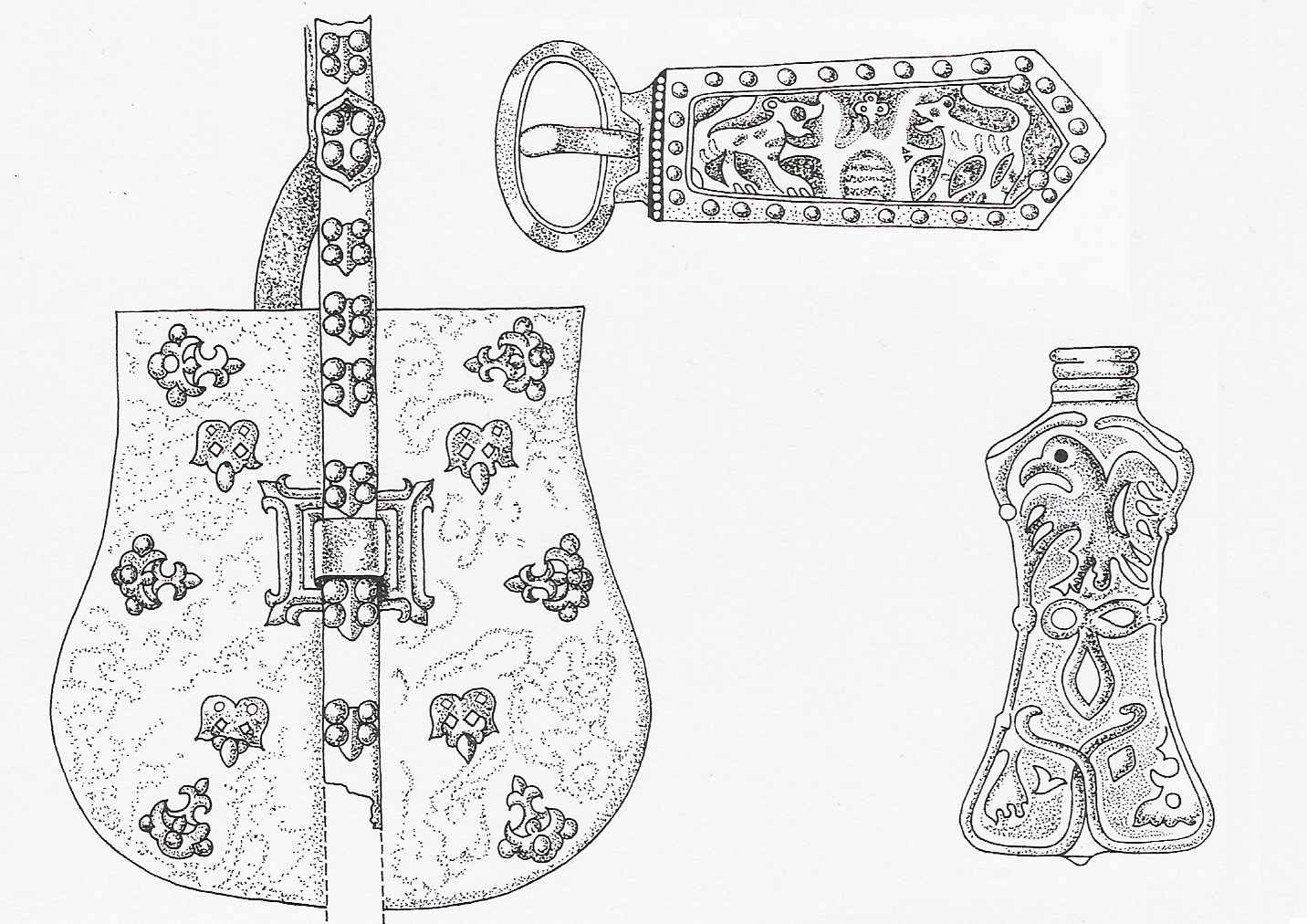 A Martan-csu 10. számú katakombában feltárt peremveretes tarsoly rajza